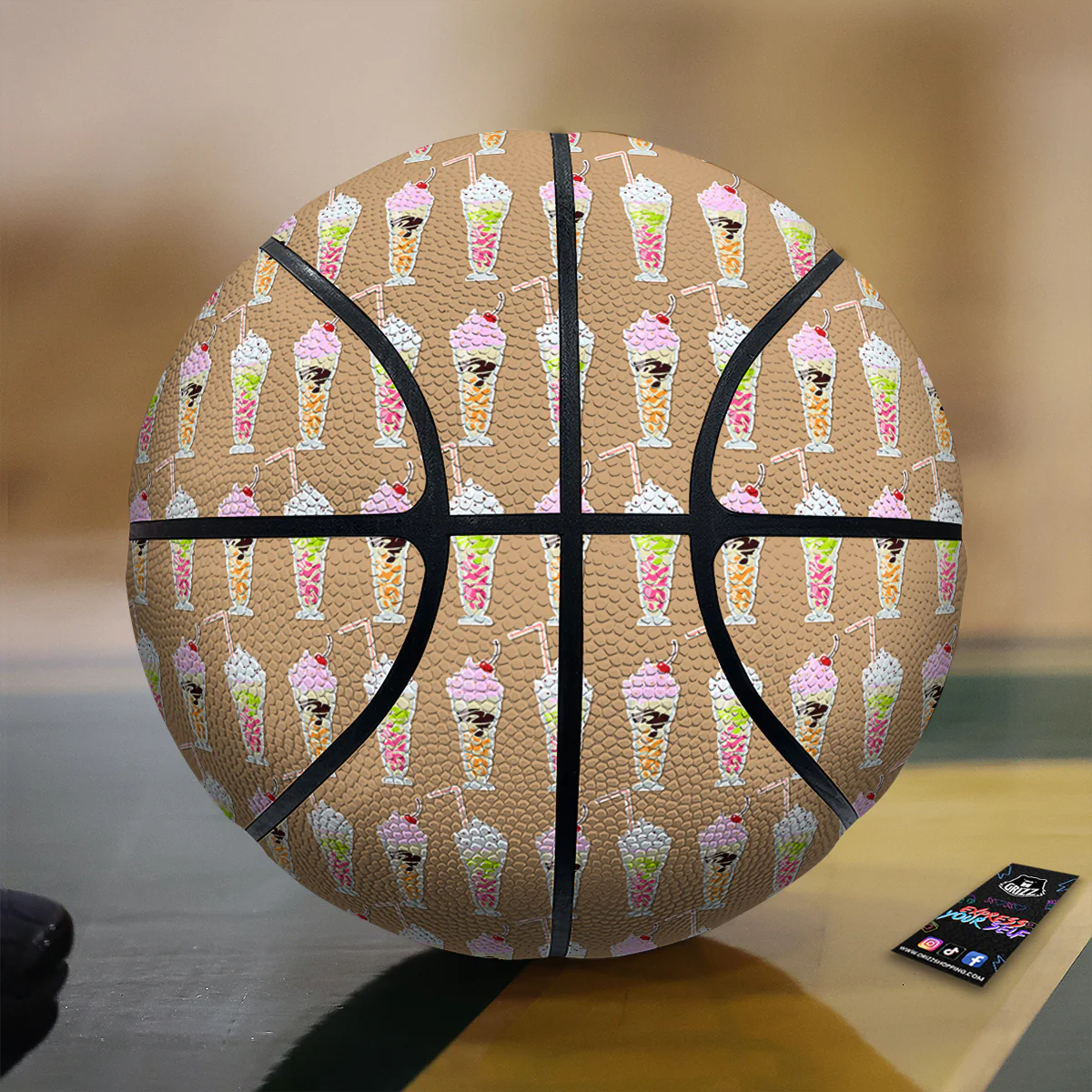 Brown Milkshake Print Pattern Basketball