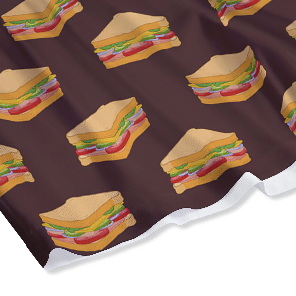 Brown Sandwich Print Pattern Mesh Shorts - Image 4