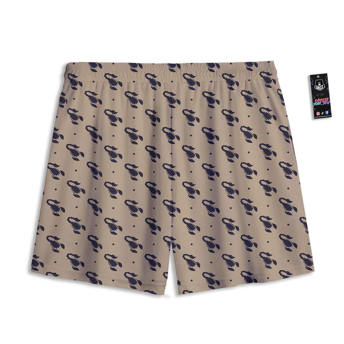Brown Scorpion Print Pattern Mesh Shorts - Image 2