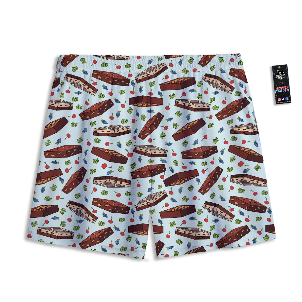 Brownie Brown Print Pattern Mesh Shorts - Image 2