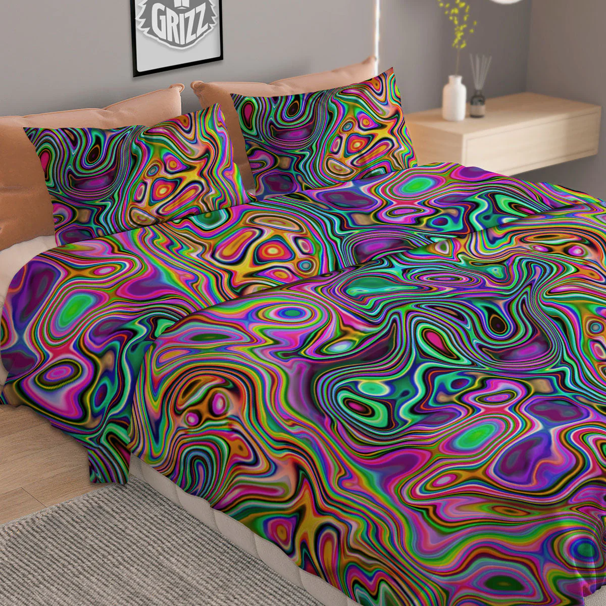 Bubble Psychedelic Print Pattern Duvet Cover Bedding Set - Image 2