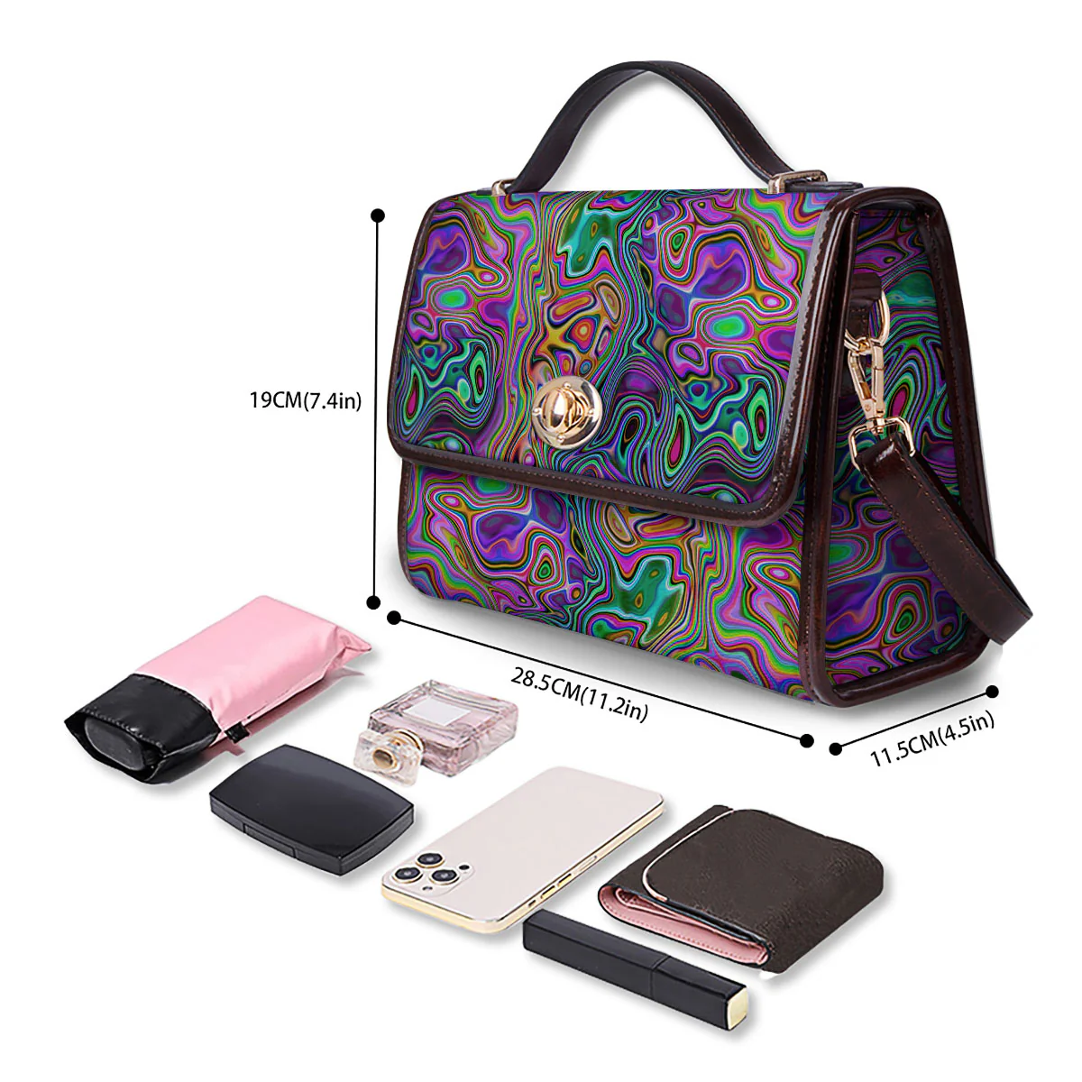 Bubble Psychedelic Print Pattern Women's Satchel Bag - Image 4