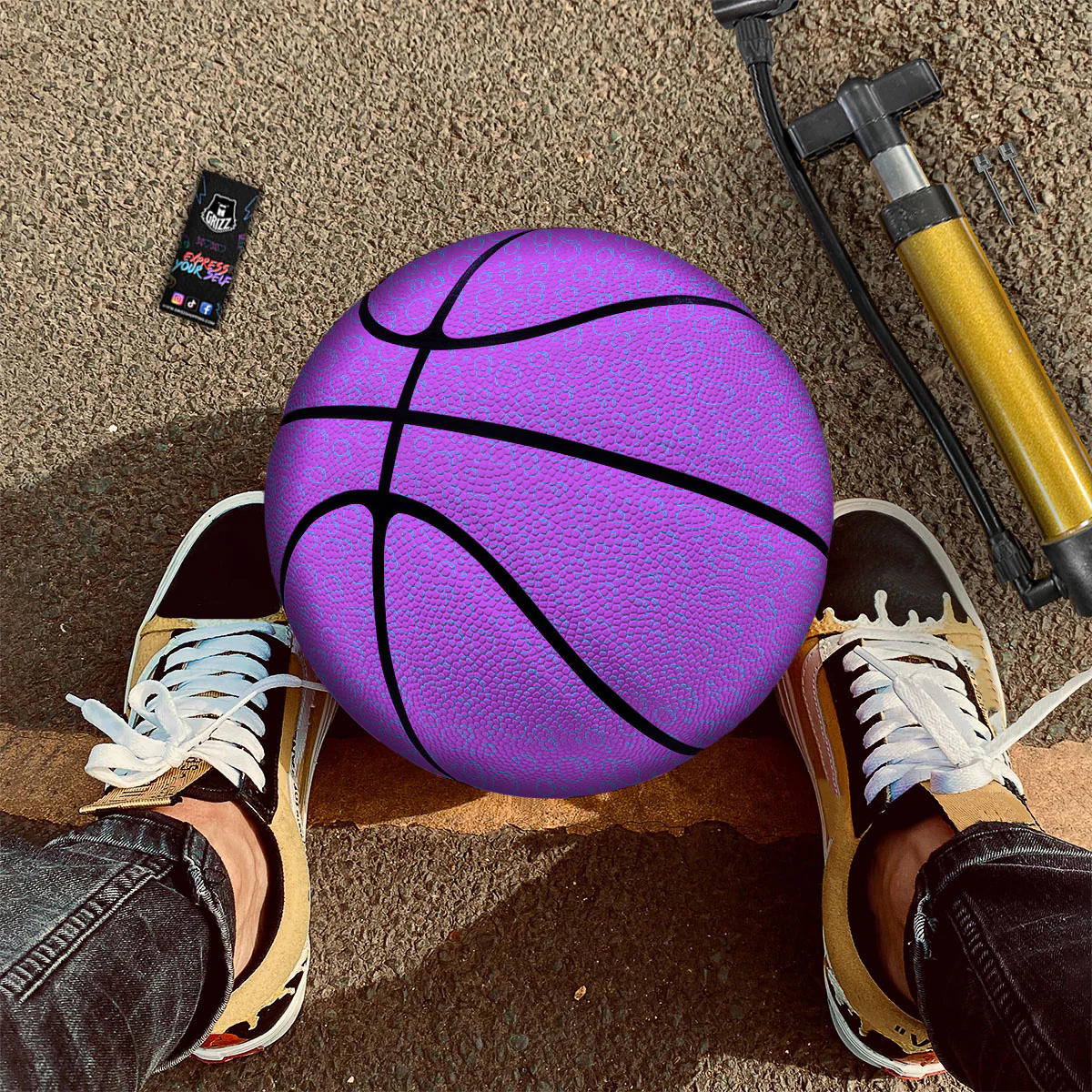 Bubble Purple Print Pattern Basketball - Image 2
