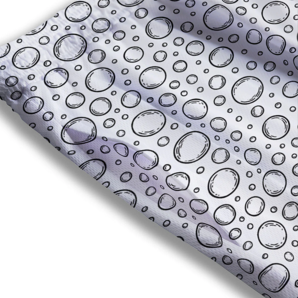 Bubble White And Black Print Pattern Mesh Shorts - Image 3