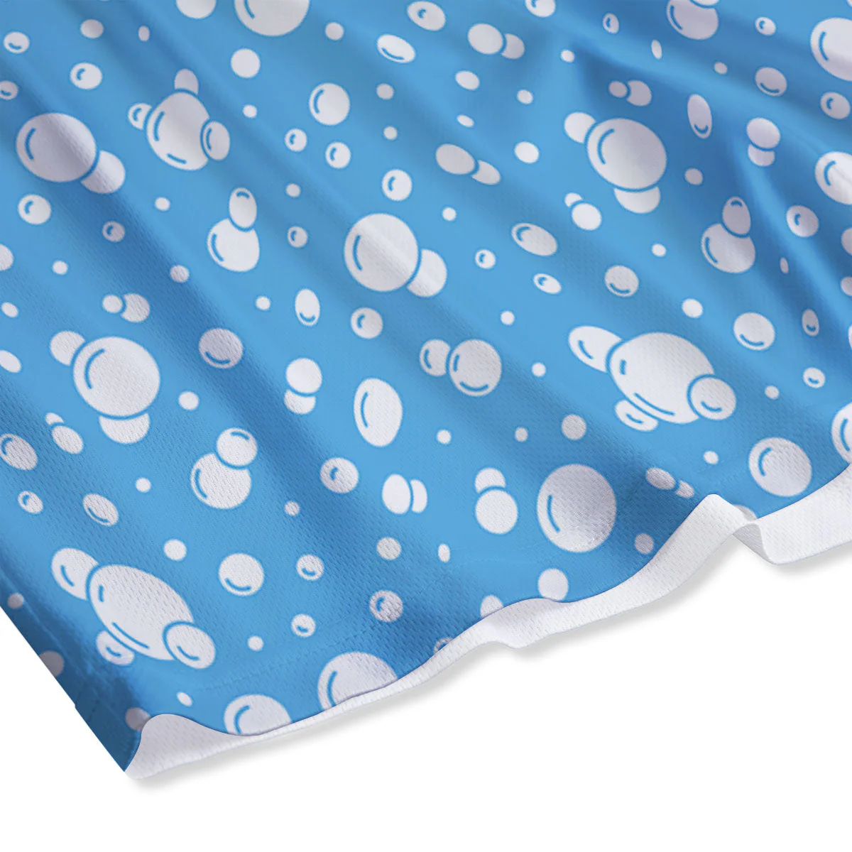 Bubble White And Blue Print Pattern Mesh Shorts - Image 4