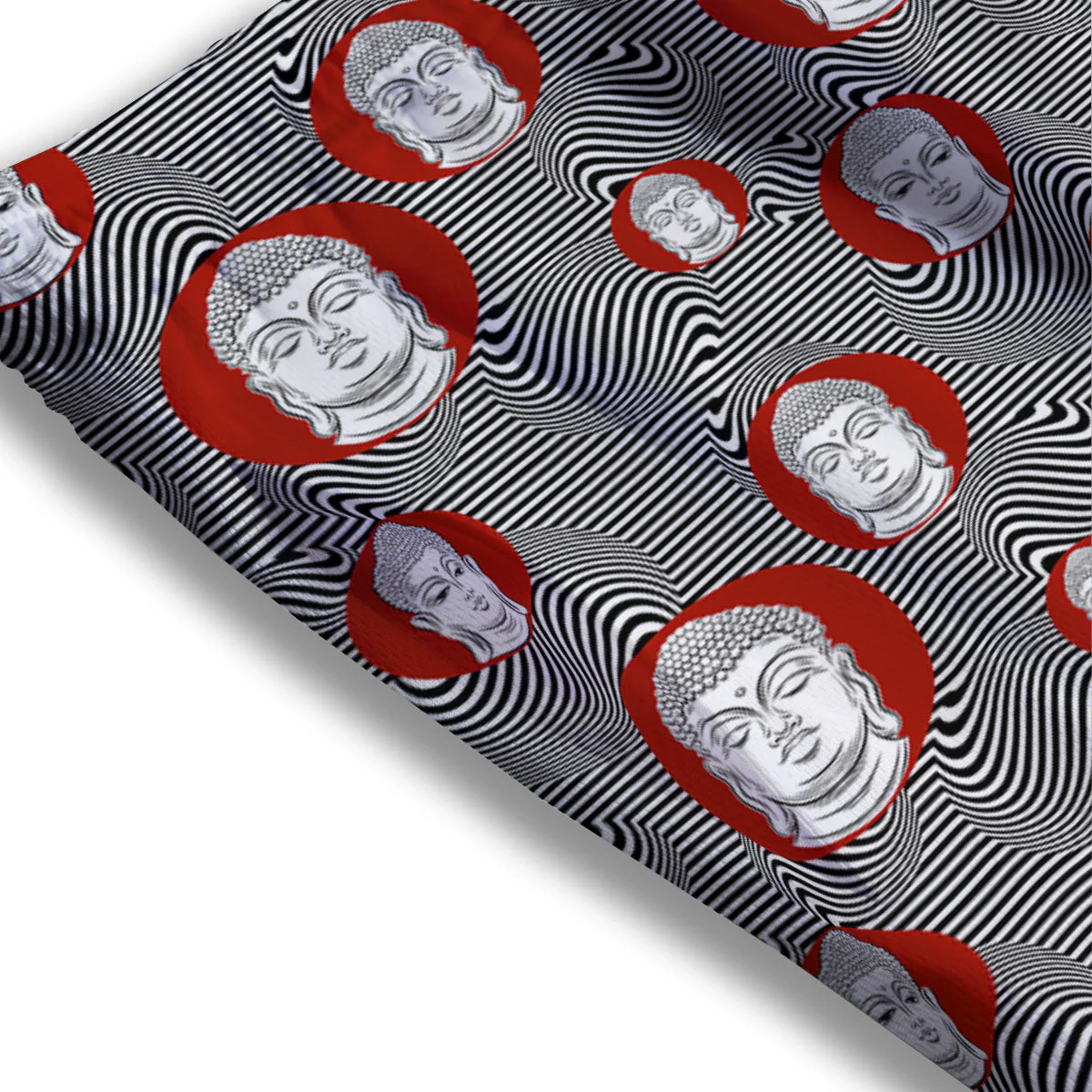 Buddha Print Pattern Mesh Shorts - Image 3