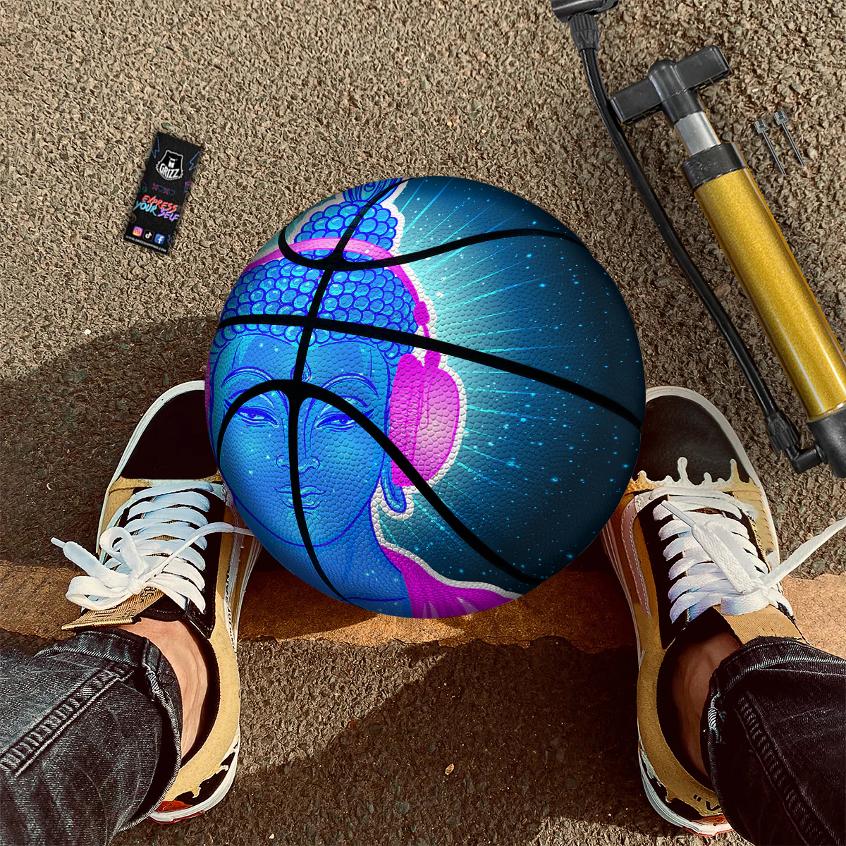 Buddha Psychedelic Print Basketball - Image 2