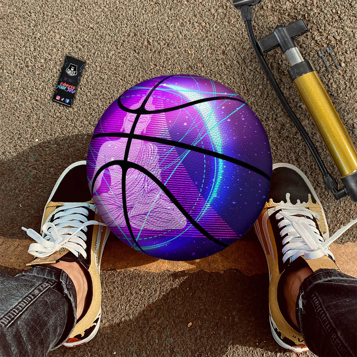Buddha Teal And Purple Print Basketball - Image 2