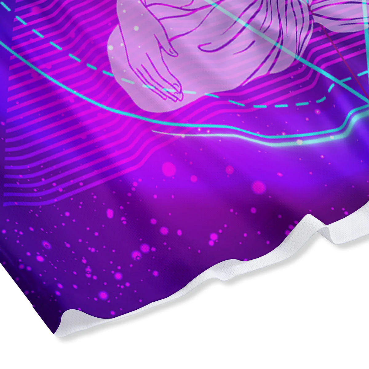 Buddha Teal And Purple Print Mesh Shorts - Image 4