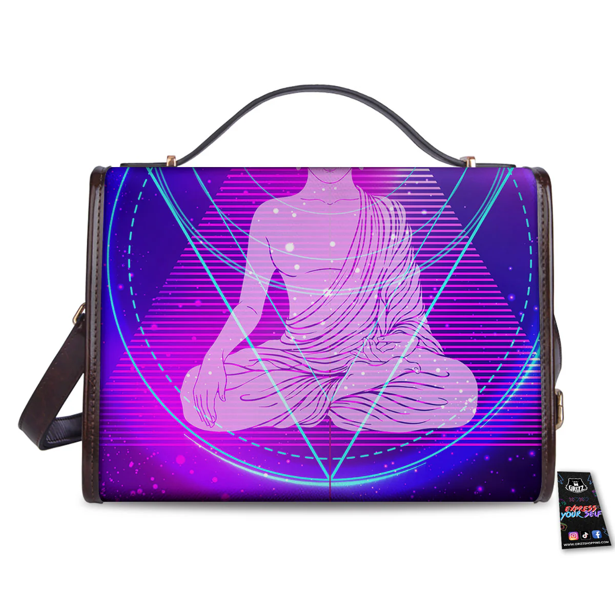 Buddha Teal And Purple Print Women's Satchel Bag - Image 2