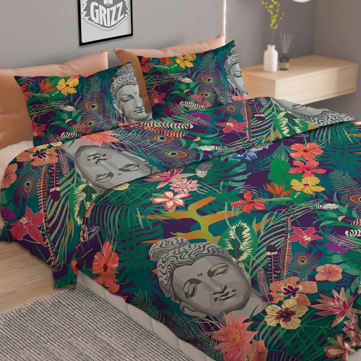 Buddha Tropical Print Pattern Duvet Cover Bedding Set - Image 2