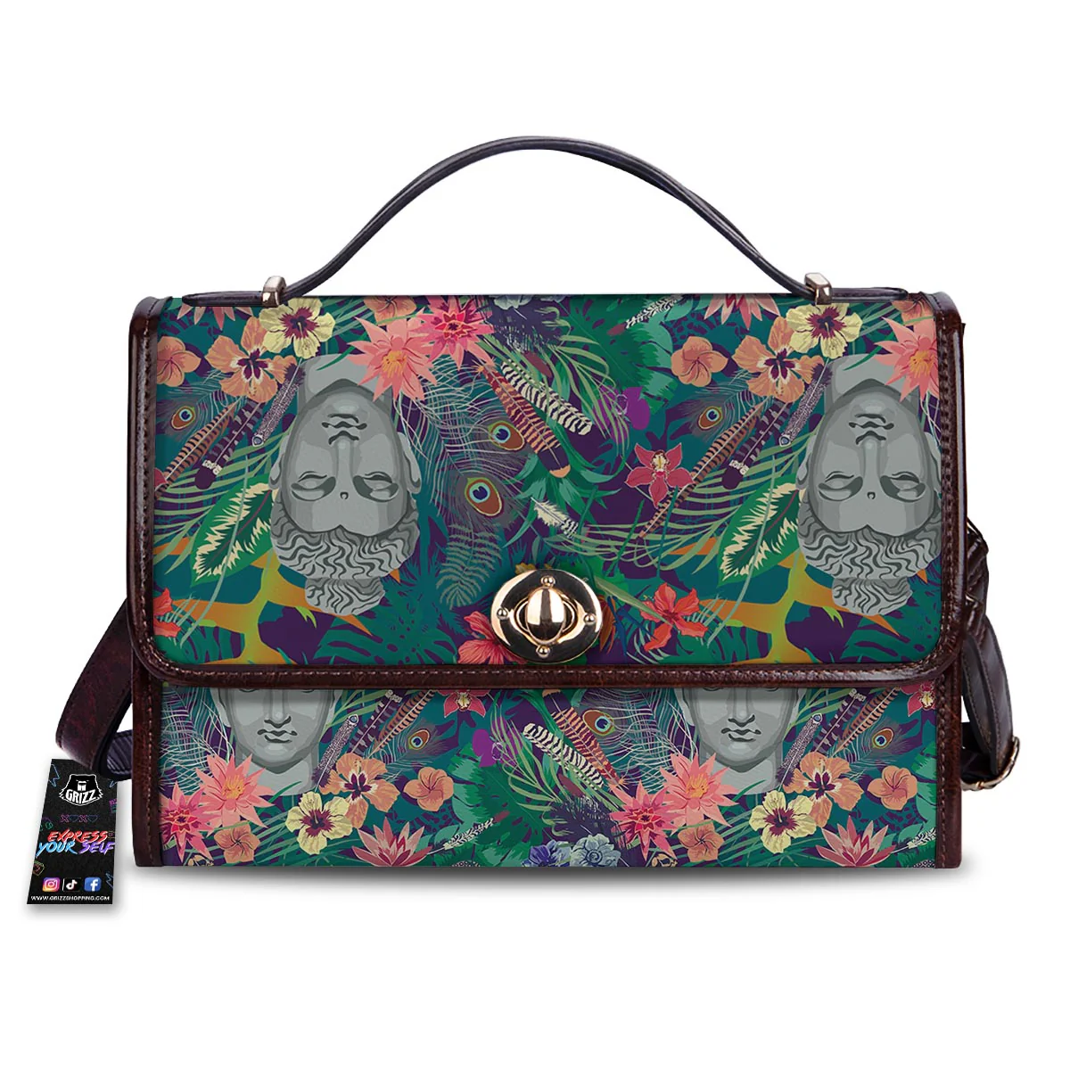Buddha Tropical Print Pattern Women's Satchel Bag