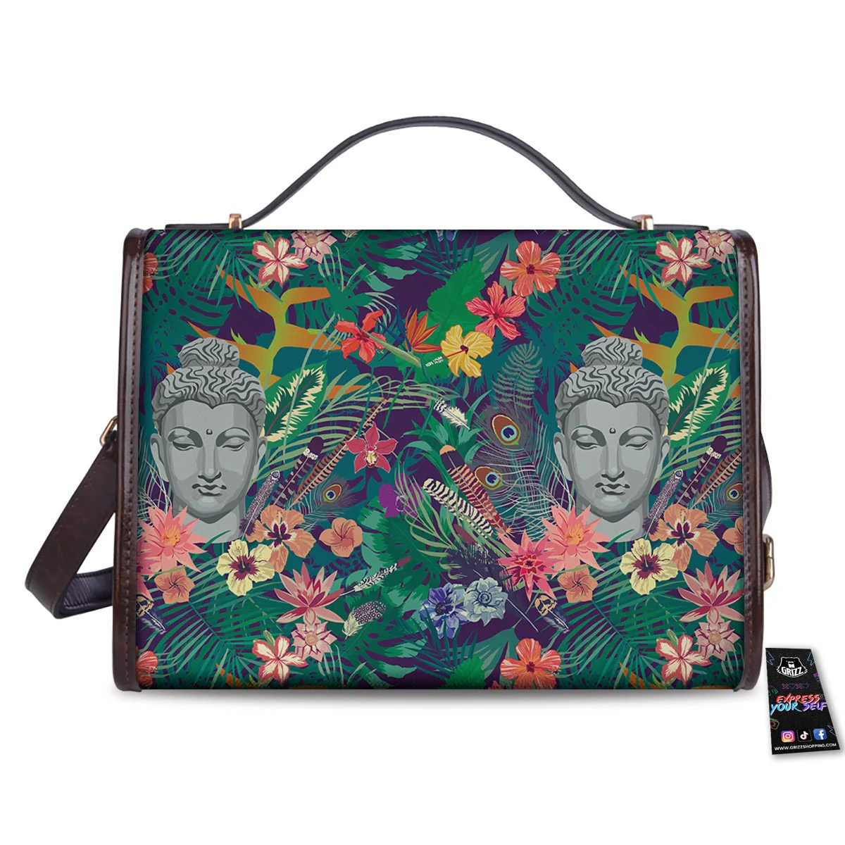 Buddha Tropical Print Pattern Women's Satchel Bag - Image 2