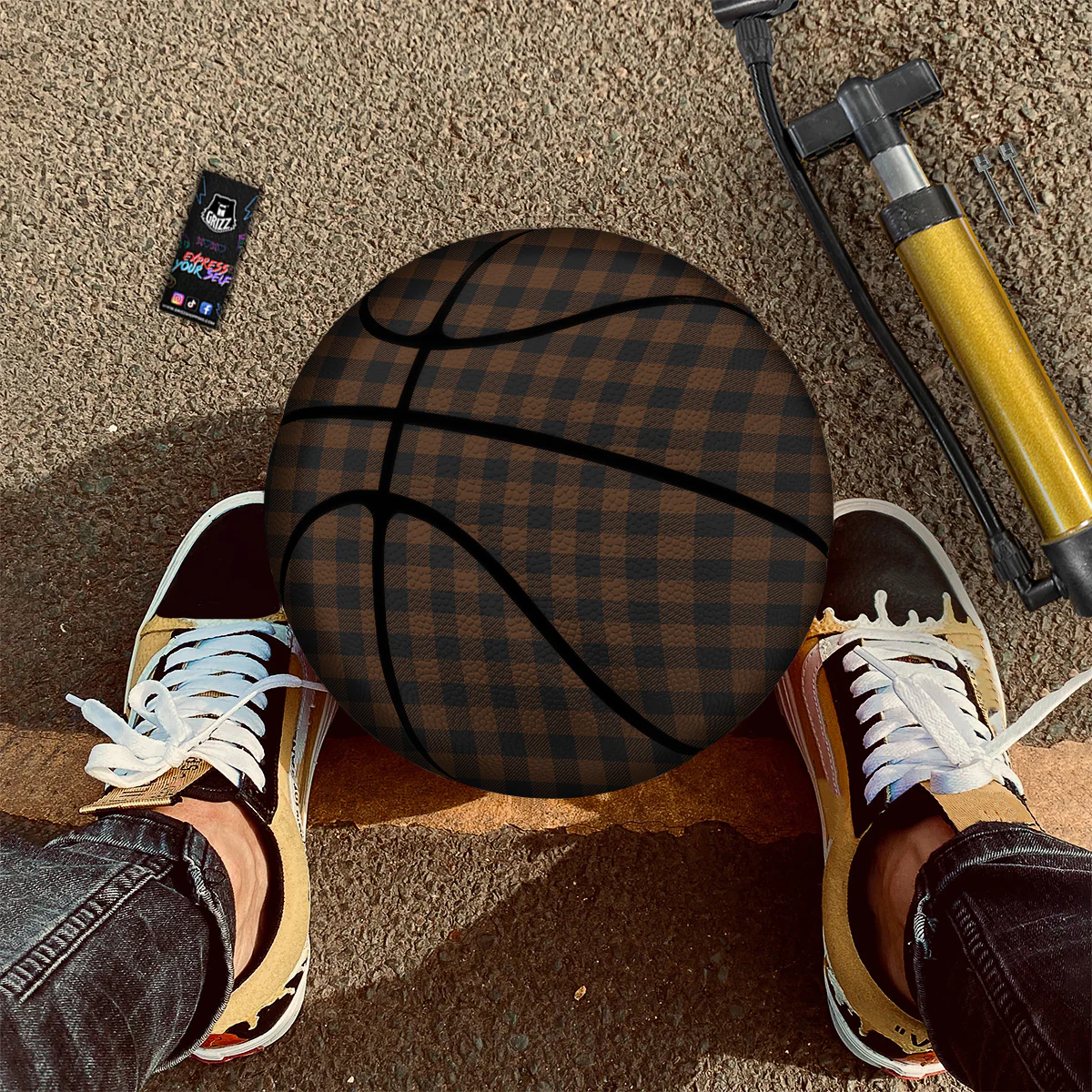 Buffalo Check Black And Brown Print Basketball - Image 3