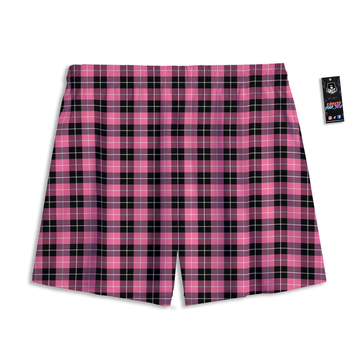 Buffalo Check Black And Pink Print Mesh Shorts - Image 2