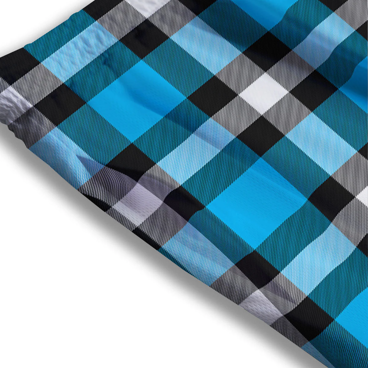 Buffalo Check Black And Turquoise Print Pattern Mesh Shorts - Image 3