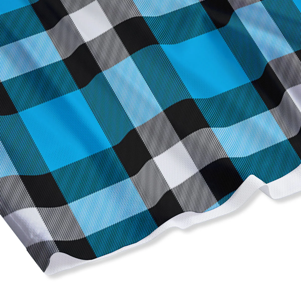 Buffalo Check Black And Turquoise Print Pattern Mesh Shorts - Image 4