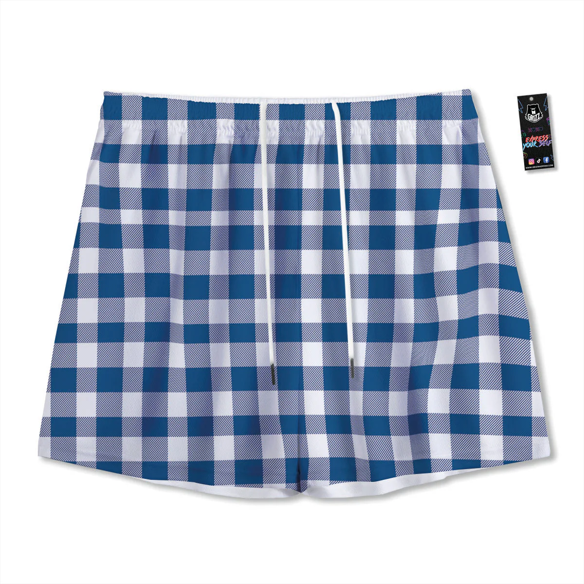Buffalo Check Blue Print Pattern Mesh Shorts