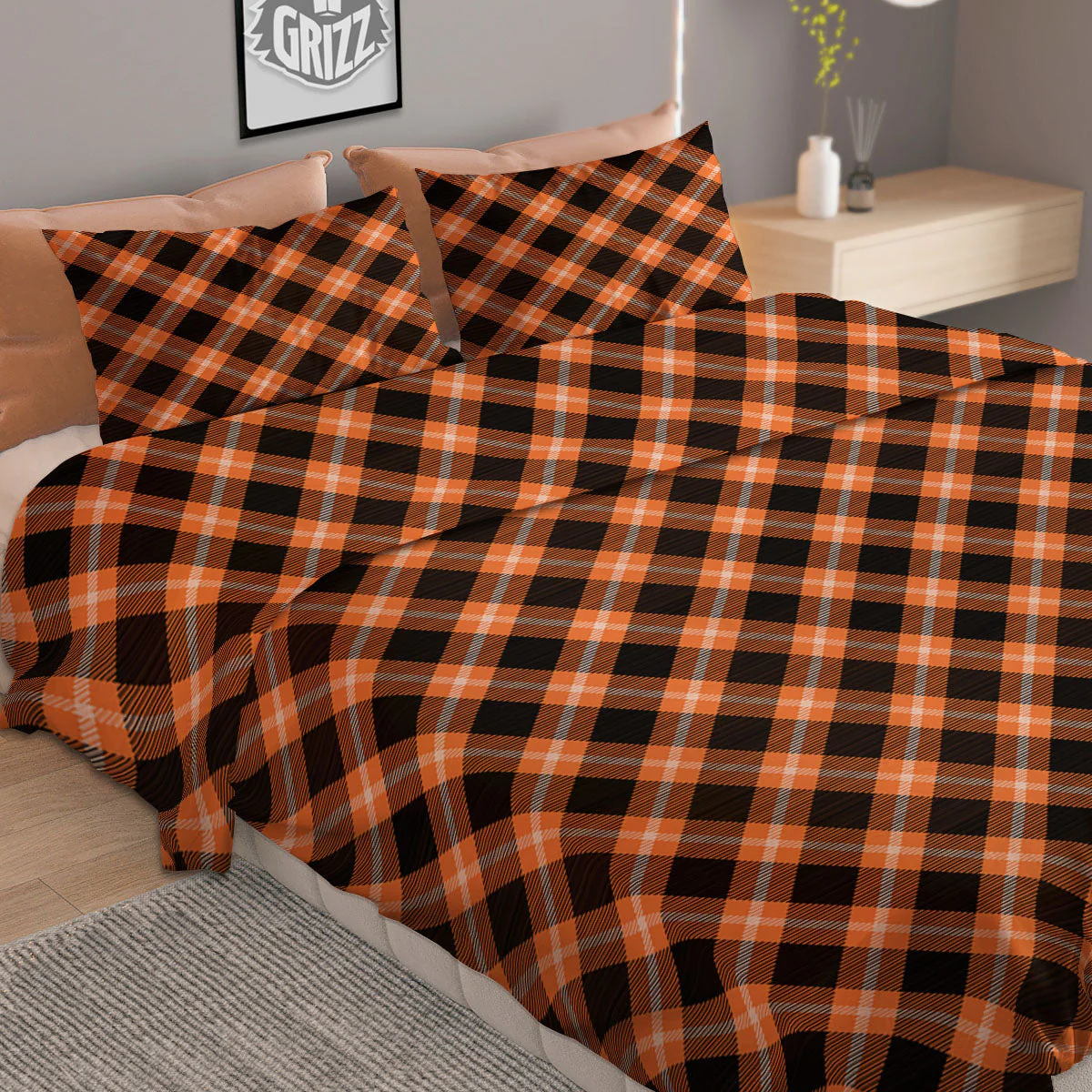 Buffalo Check Halloween Print Pattern Duvet Cover Bedding Set - Image 2