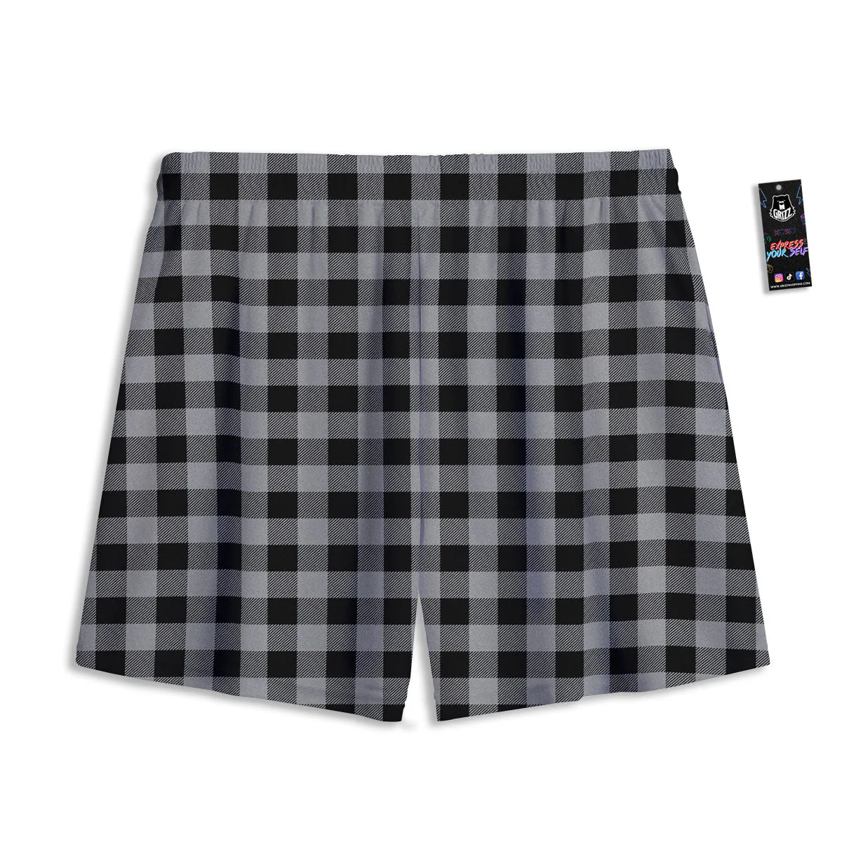 Buffalo Check Light Grey And Black Print Mesh Shorts - Image 2