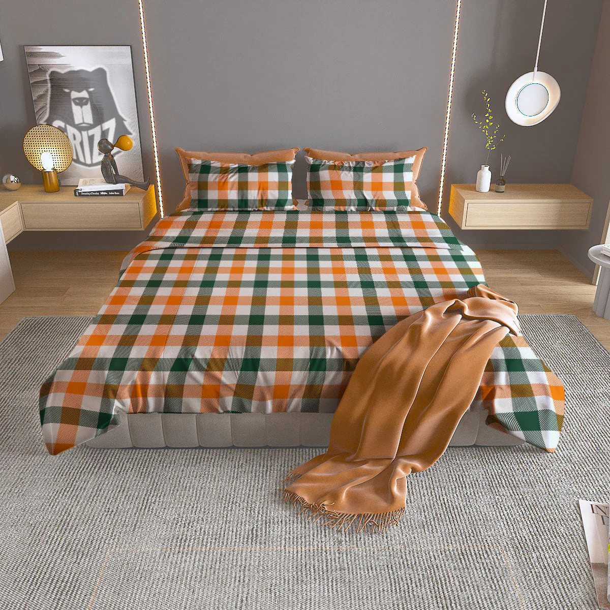 Buffalo Check St. Patrick's Day Print Pattern Duvet Cover Bedding Set