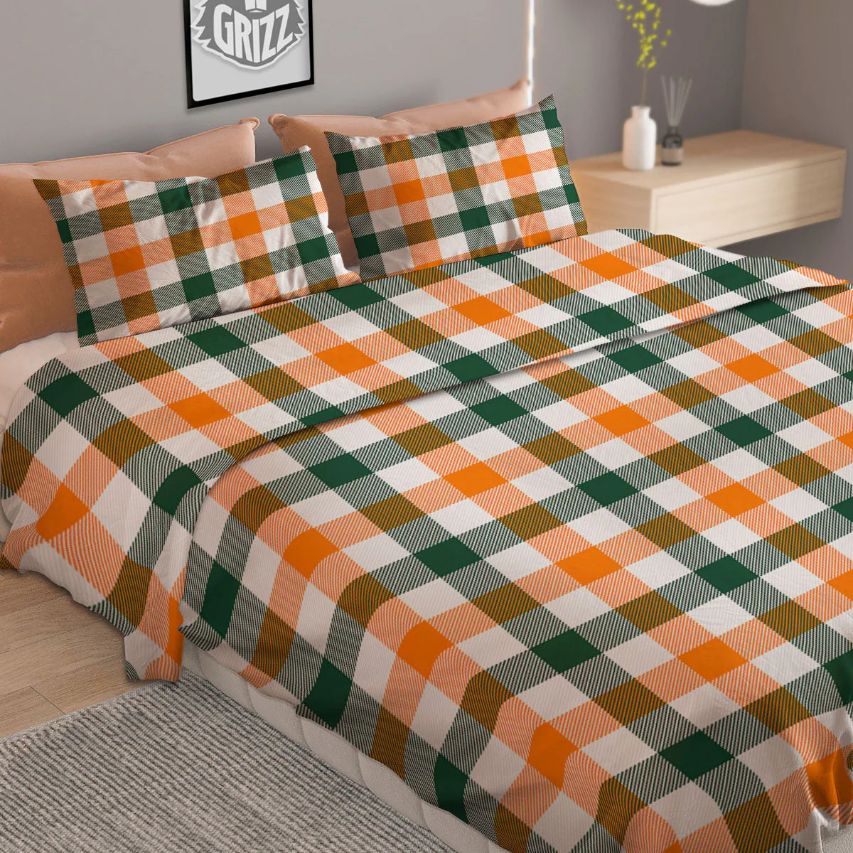 Buffalo Check St. Patrick's Day Print Pattern Duvet Cover Bedding Set - Image 2