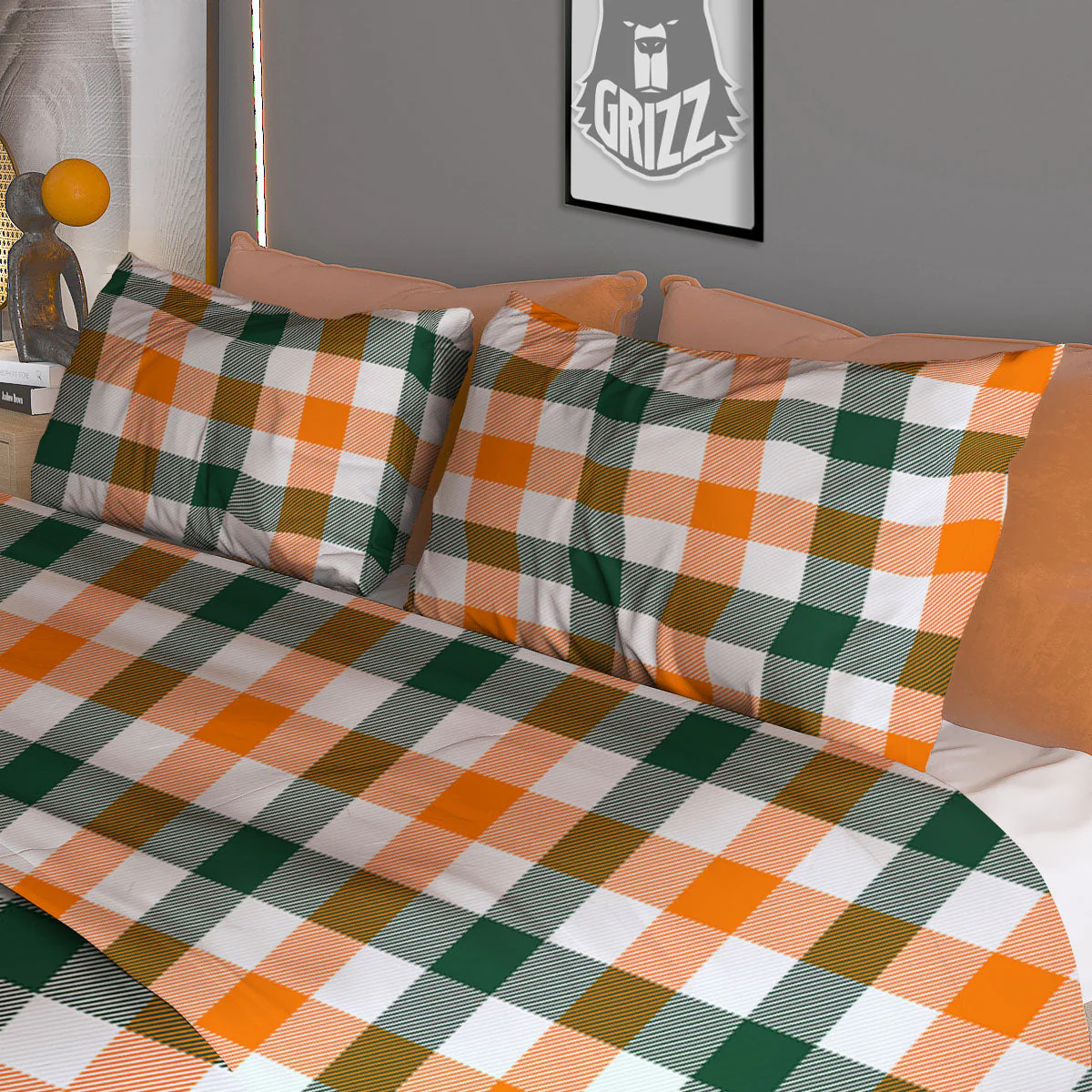 Buffalo Check St. Patrick's Day Print Pattern Duvet Cover Bedding Set - Image 3