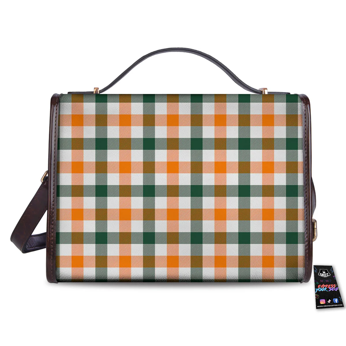 Buffalo Check St. Patrick's Day Print Pattern Women's Satchel Bag - Image 2