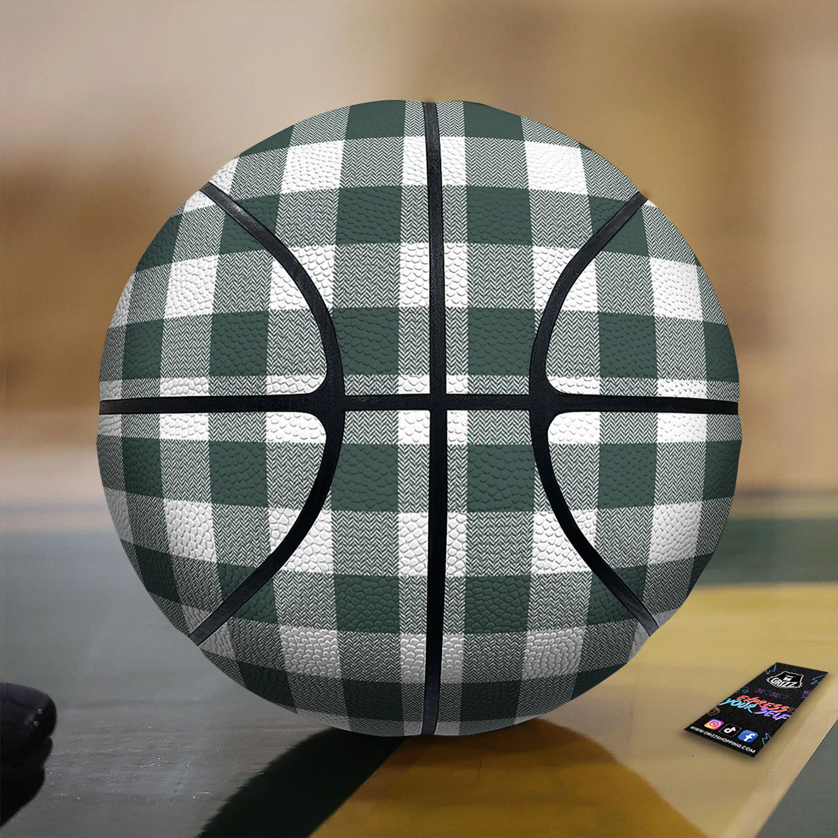 Buffalo Check White And Green Print Basketball