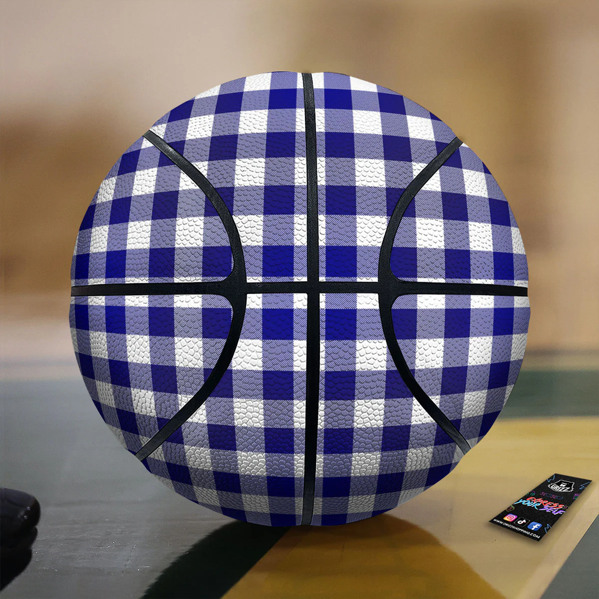 Buffalo Check White And Navy Print Basketball