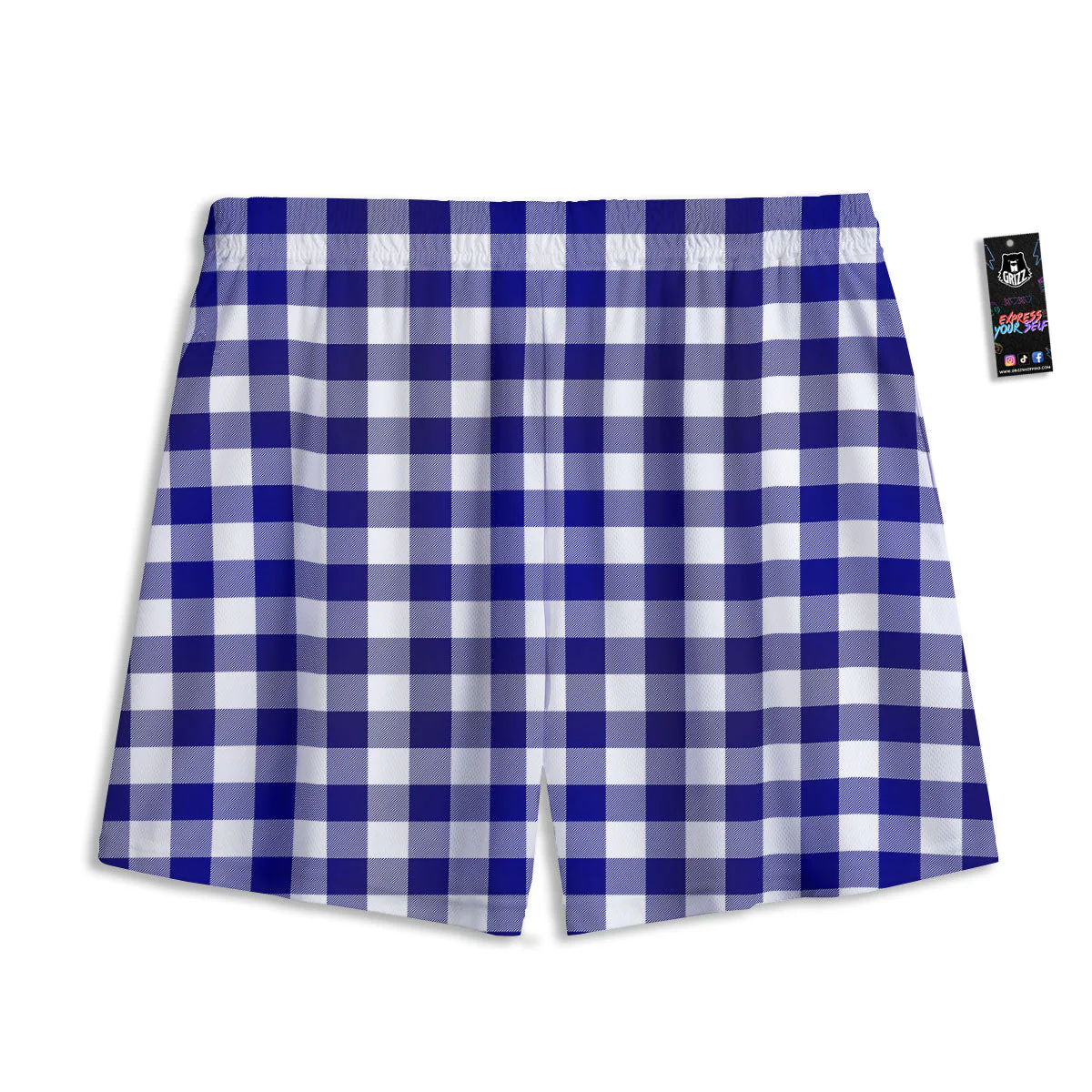 Buffalo Check White And Navy Print Mesh Shorts - Image 2