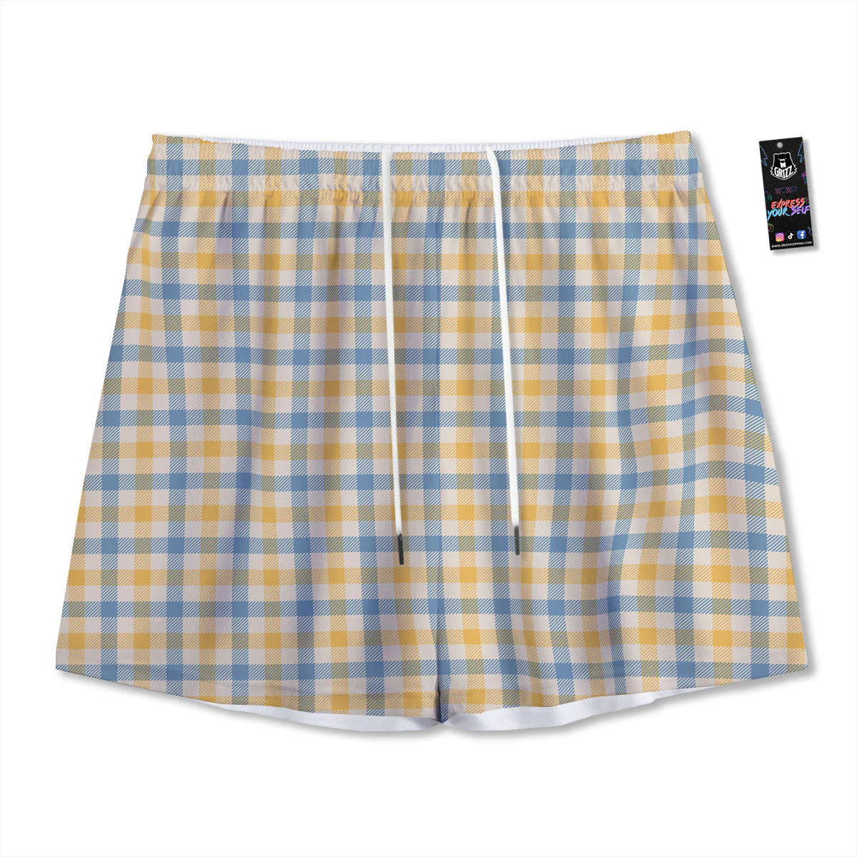 Buffalo Check Yellow And Blue Print Mesh Shorts