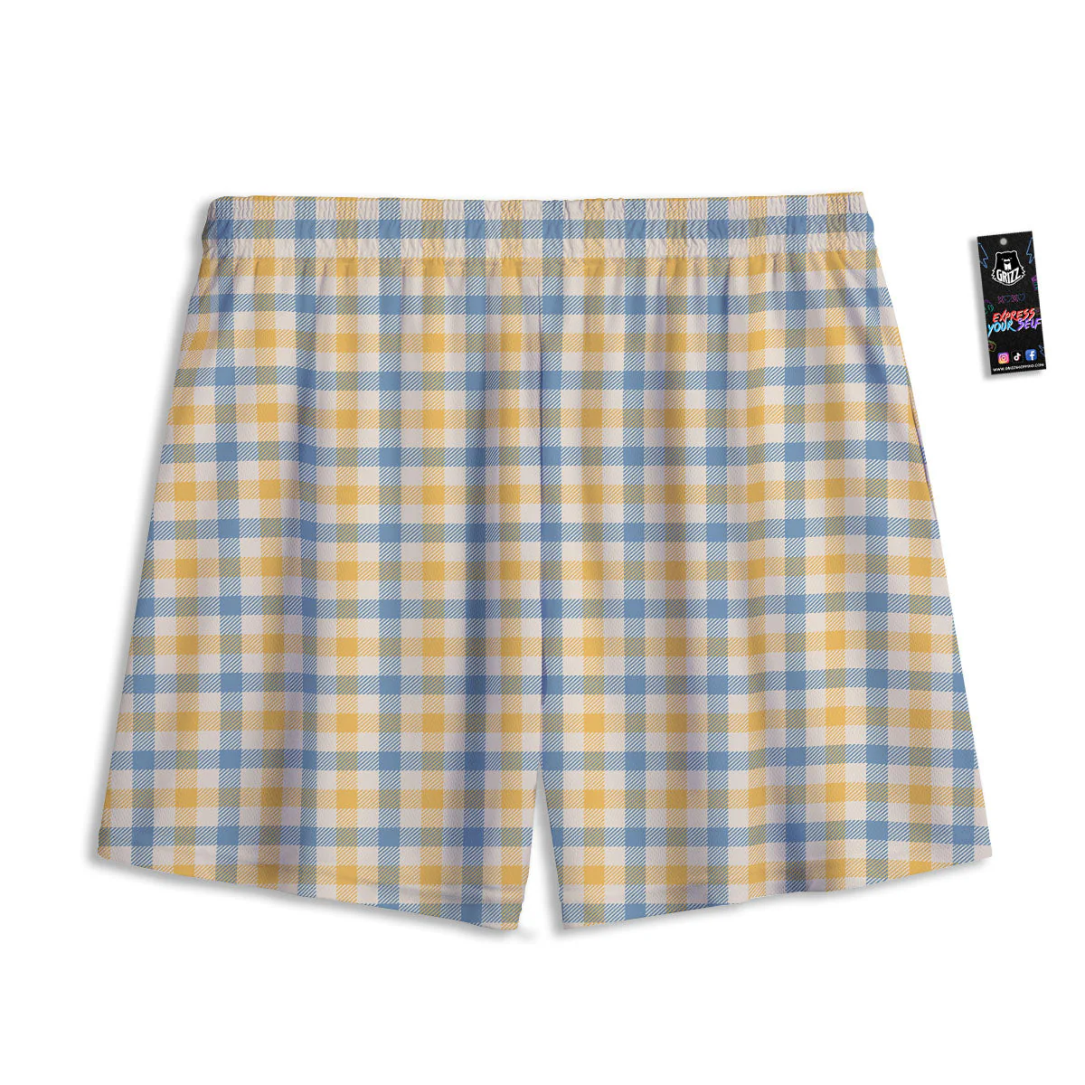Buffalo Check Yellow And Blue Print Mesh Shorts - Image 2