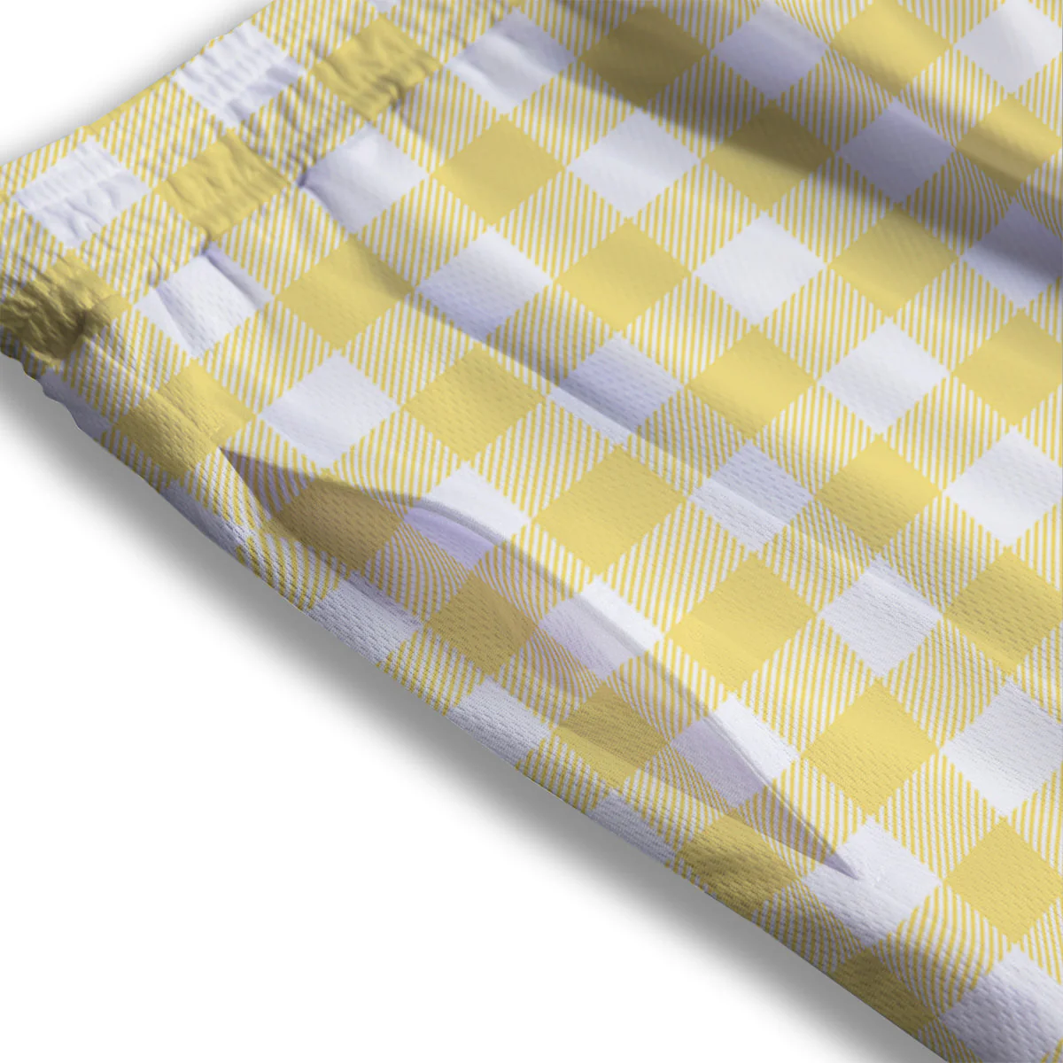 Buffalo Check Yellow And White Print Mesh Shorts - Image 3