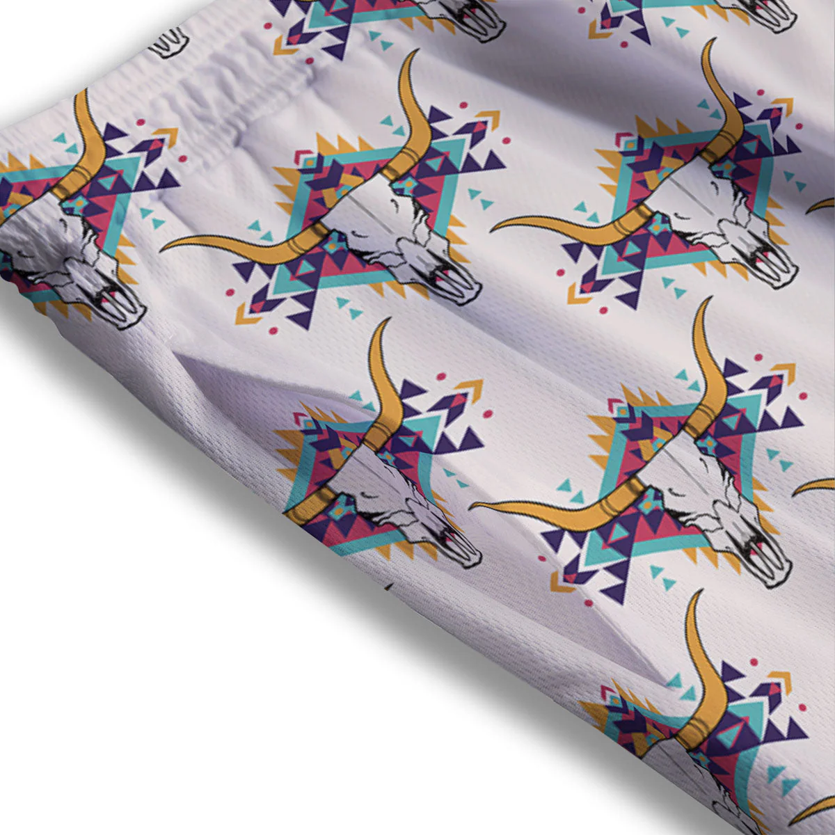 Buffalo Native Print Pattern Mesh Shorts - Image 3