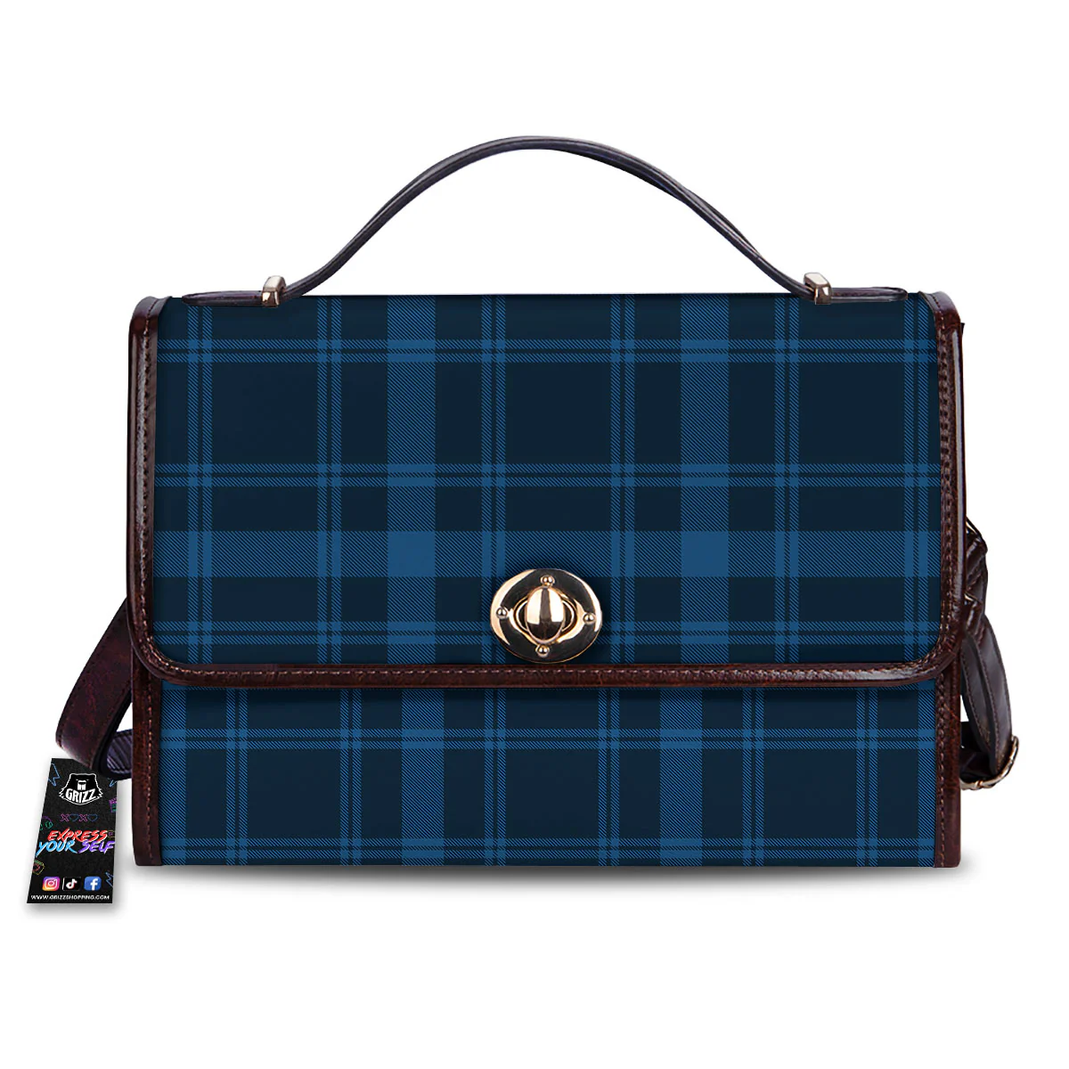 Buffalo Plaid Black And Navy Print Women's Satchel Bag