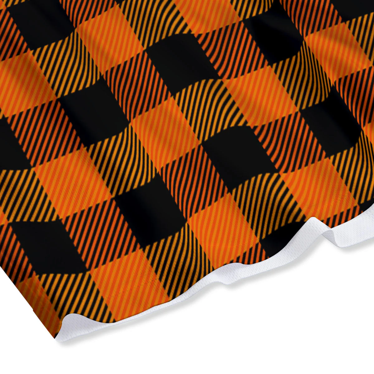 Buffalo Plaid Black And Orange Print Mesh Shorts - Image 4