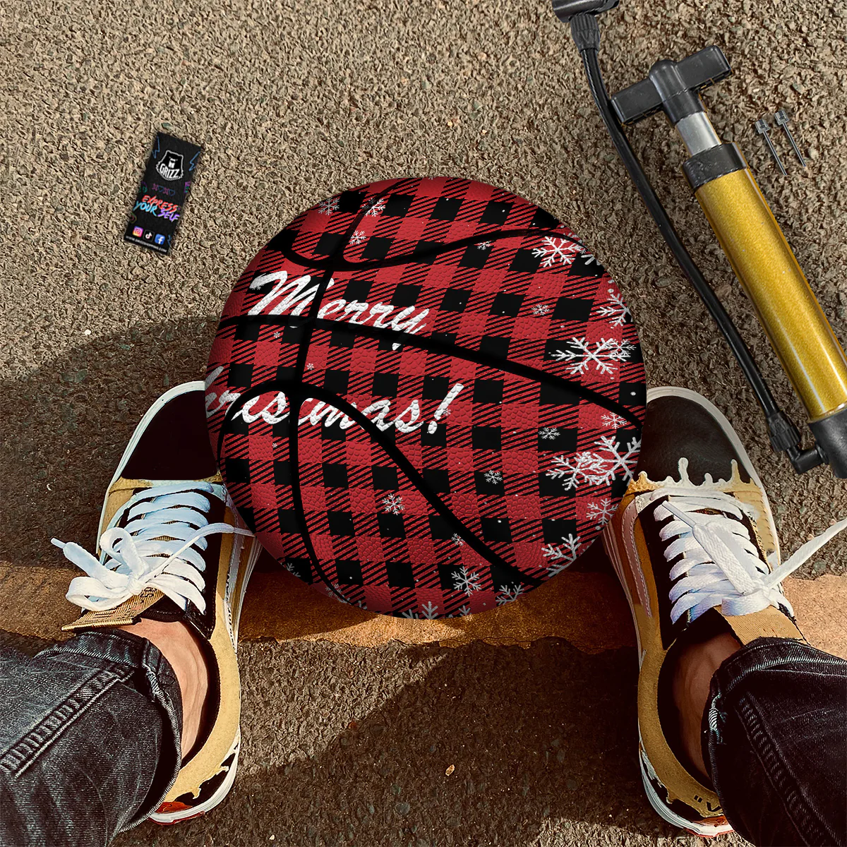 Buffalo Plaid Christmas Print Basketball - Image 3