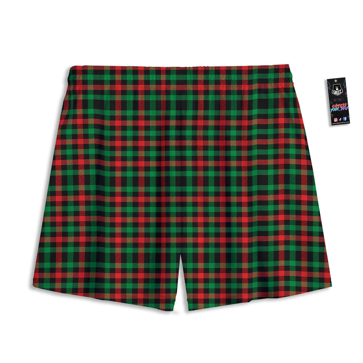 Buffalo Plaid Green Red And Black Print Mesh Shorts - Image 2