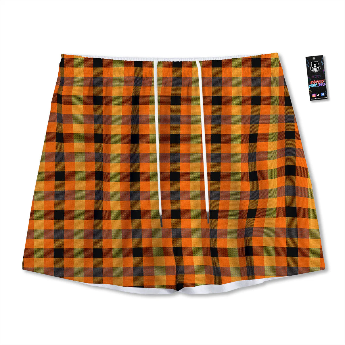Buffalo Plaid Halloween Print Mesh Shorts