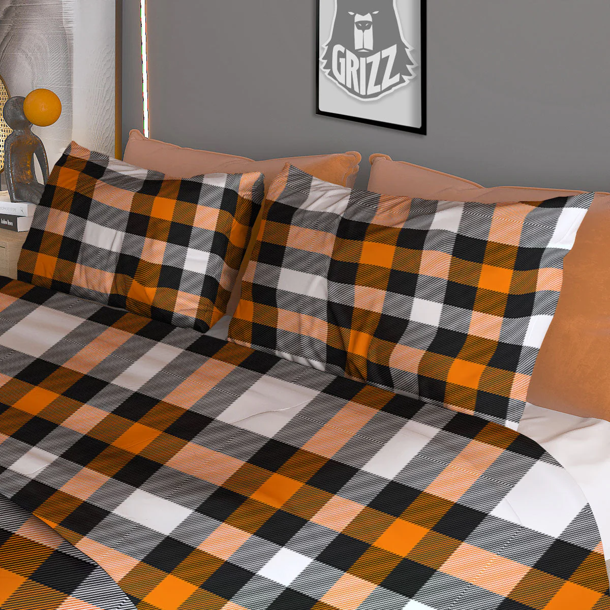 Buffalo Plaid Halloween Print Pattern Duvet Cover Bedding Set - Image 3