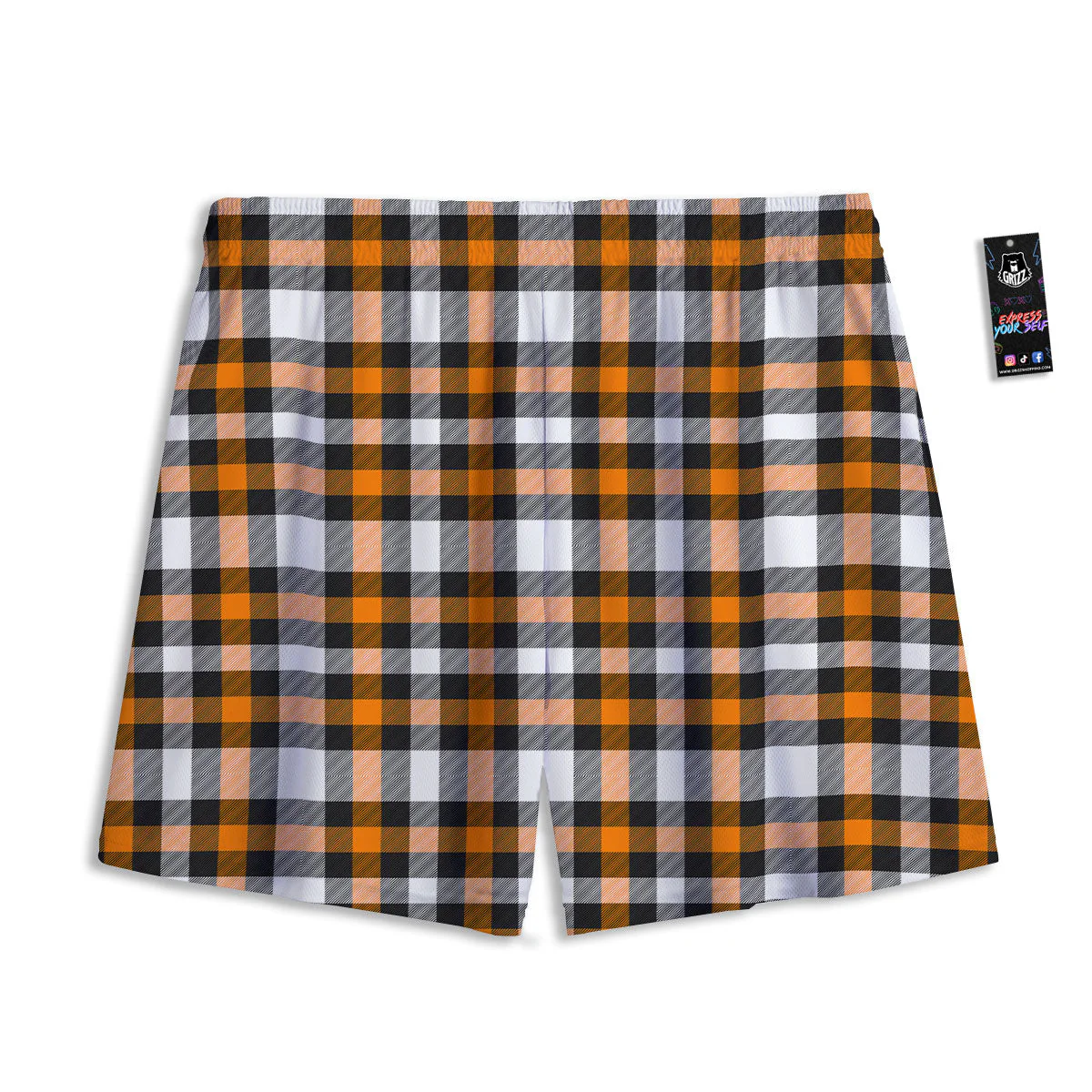 Buffalo Plaid Halloween Print Pattern Mesh Shorts - Image 2