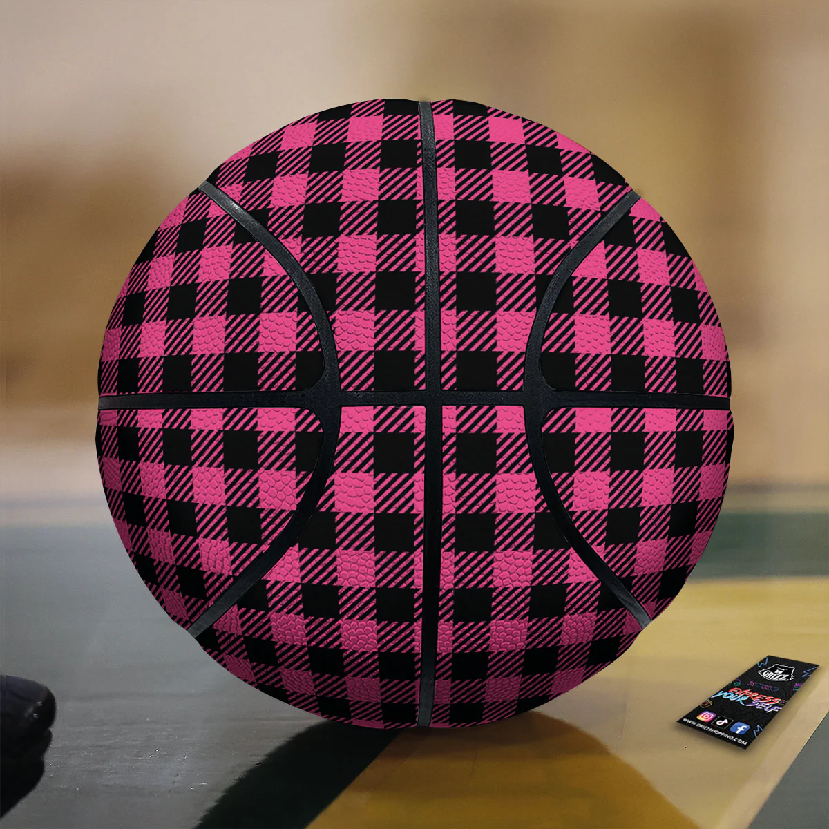 Buffalo Plaid Hot Pink Print Basketball