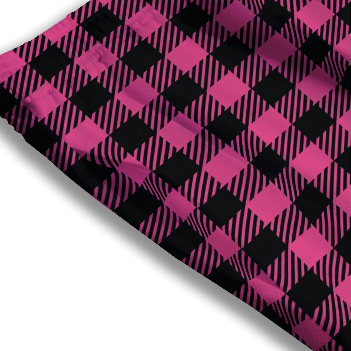 Buffalo Plaid Hot Pink Print Mesh Shorts - Image 3
