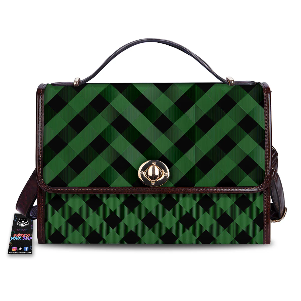 Buffalo Plaid Irish Green Print Women's Satchel Bag