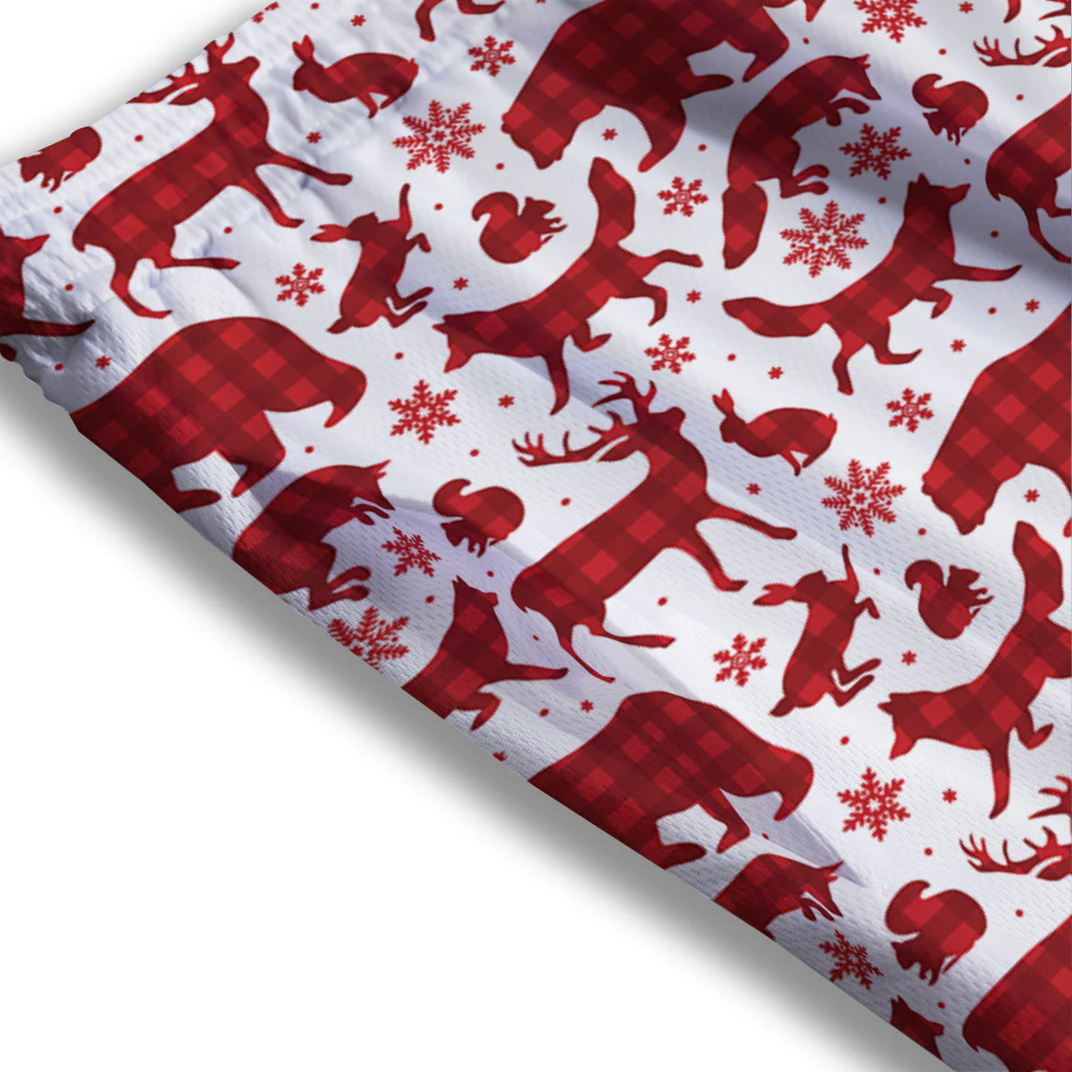 Buffalo Plaid Winter Forest Animal Print Pattern Mesh Shorts - Image 3