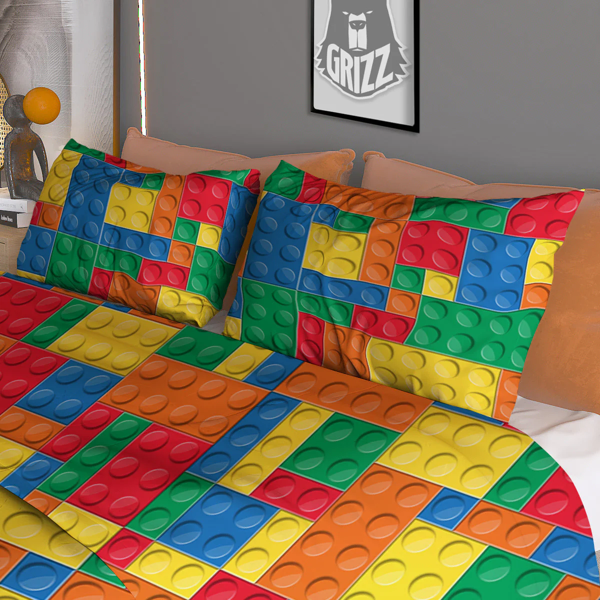 Building Blocks Colorful Plastic Print Duvet Cover Bedding Set - Image 3