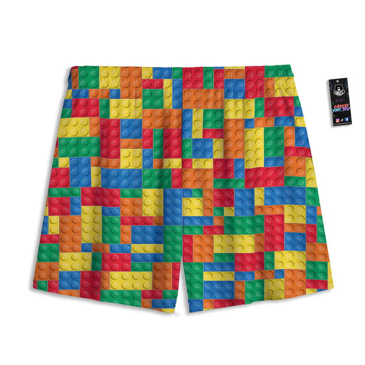 Building Blocks Colorful Plastic Print Mesh Shorts - Image 2