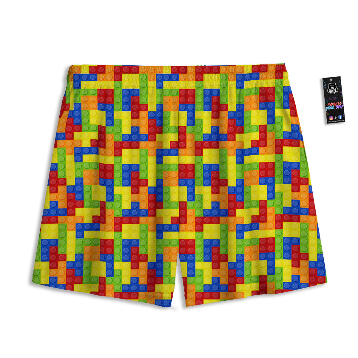 Building Blocks Colorful Print Pattern Mesh Shorts - Image 2