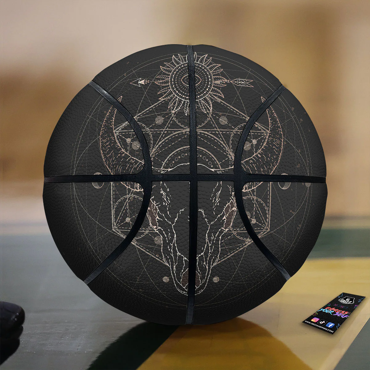Bull Skull Geometric Print Basketball